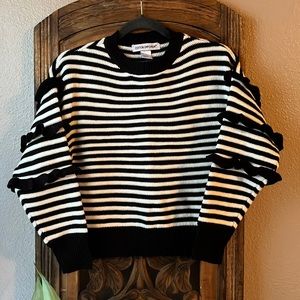 Cotton Emporium Striped Knit Cropped Sweater